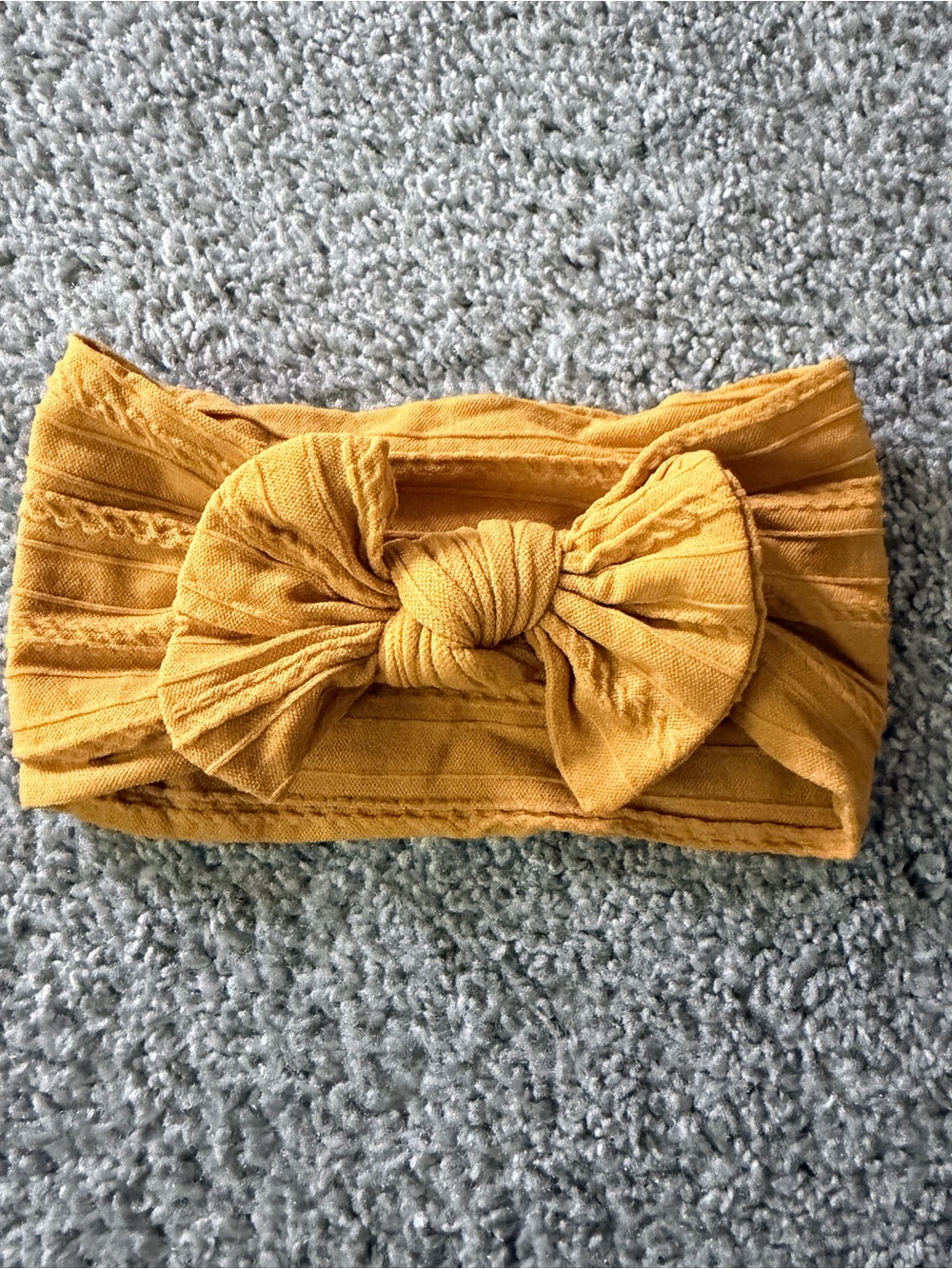 Kids Bow Headband in Mustard Yellow